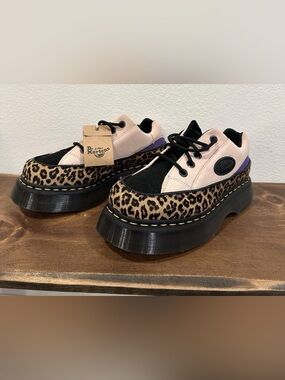 Dr. Martens Buzz 5-Eye Leopard Suede Platform Shoes Women's Size 8 New Tags